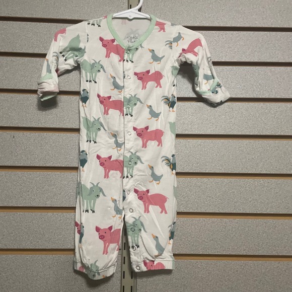 Kickee Pants Other - KicKee Pants Baby Girl Pajamas Footless Sleepers 0 3 Months Farm Animals‎ Print